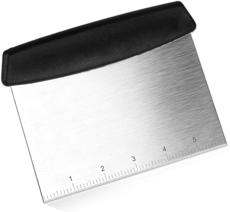 HANWRAPS Bench Scraper,Dough Scraper,Premium Stainless Steel Dough Cutter with Measuring Scale,Multi- Purpose Food Scraper for Pastry,Cake,Pizza,Bread,Cooking - Image 1